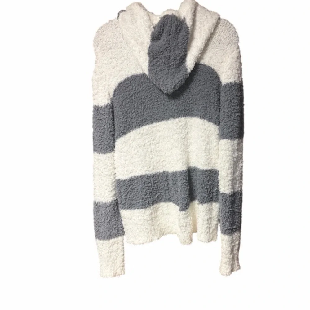 POL Berber Fleece Gray Stripe‎ Cozy Hoodie